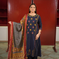 Navy Embroidered Kurti Set
