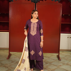 Purple Ornamental Kurti Set