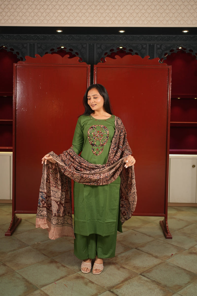 Olive Medallion Kurti Set