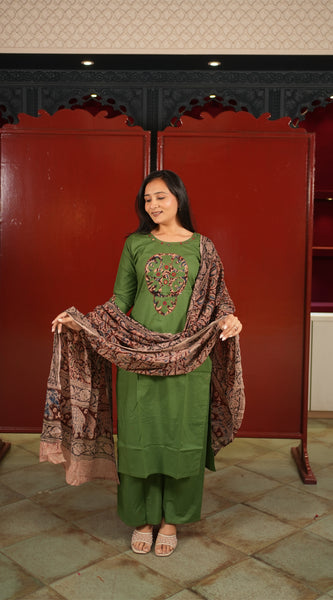 Olive Medallion Kurti Set