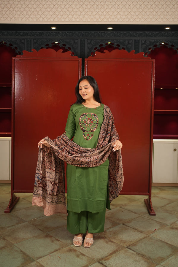 Olive Medallion Kurti Set
