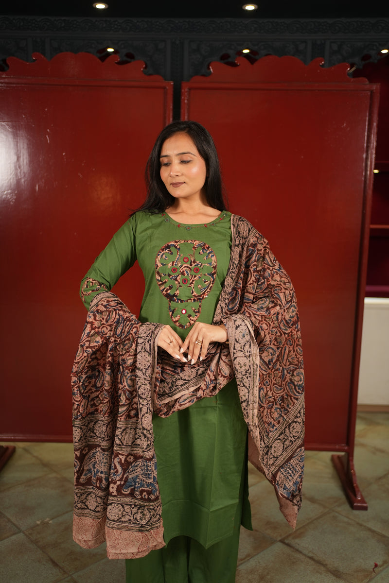 Olive Medallion Kurti Set
