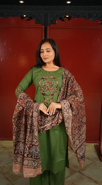 Olive Medallion Kurti Set