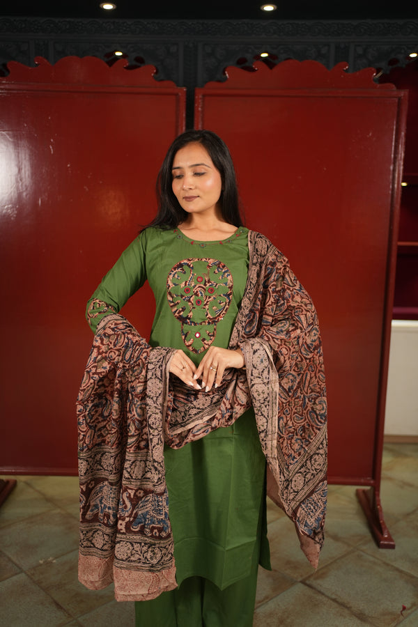 Olive Medallion Kurti Set