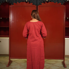 Maroon Floral Kurti Set