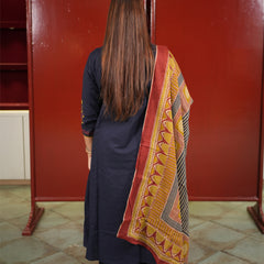 Navy Embroidered Kurti Set