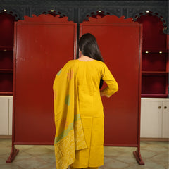 Mustard Embroidered Kurti Set