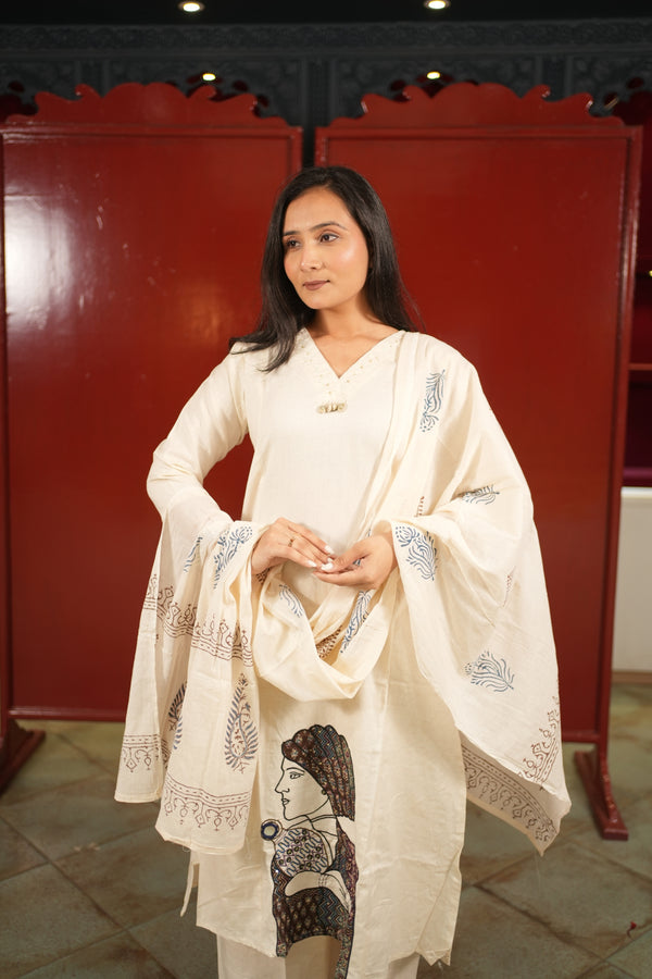 Ivory Botanical Kurti Set