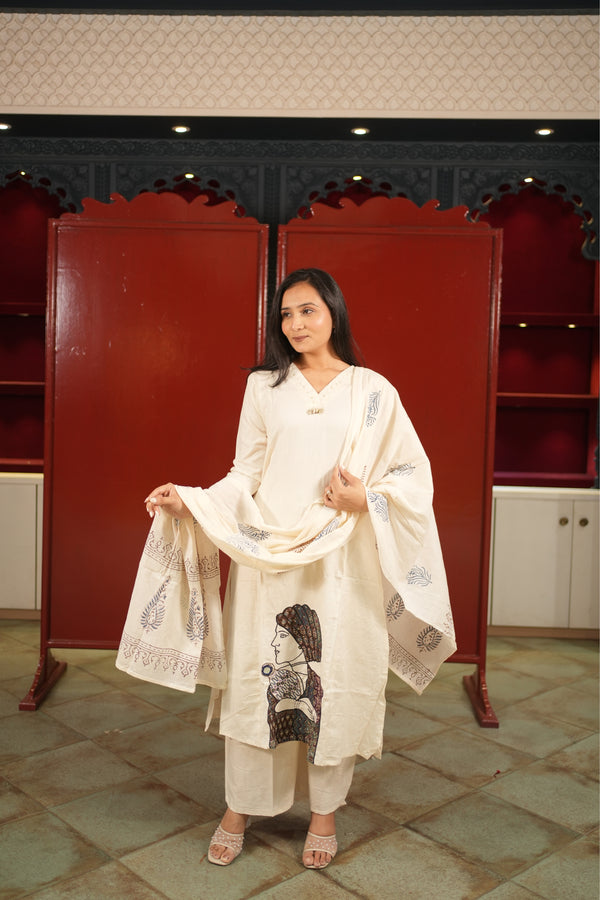 Ivory Botanical Kurti Set