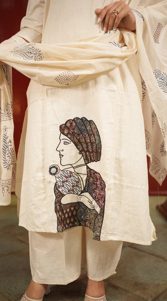 Ivory Botanical Kurti Set