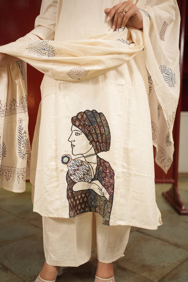 Ivory Botanical Kurti Set