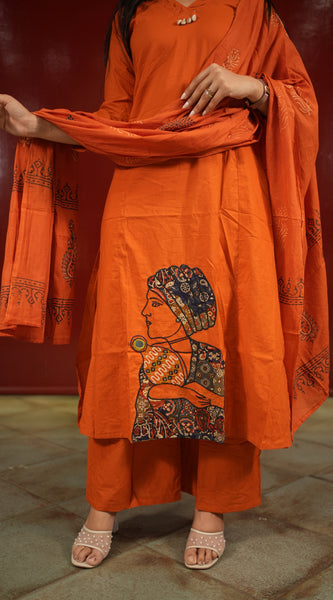 Rust Botanical Kurti Set