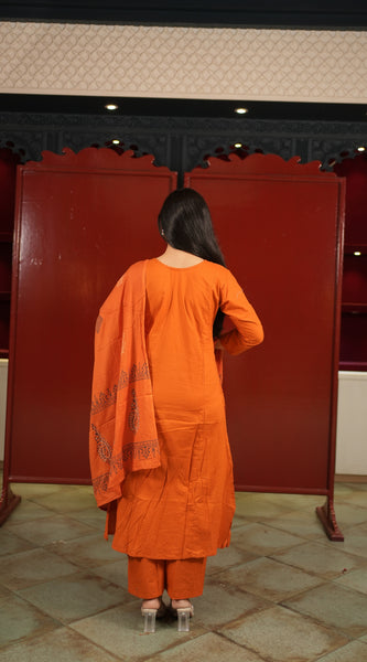 Rust Botanical Kurti Set