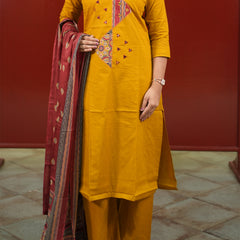 Mustard Geometric Kurti Set