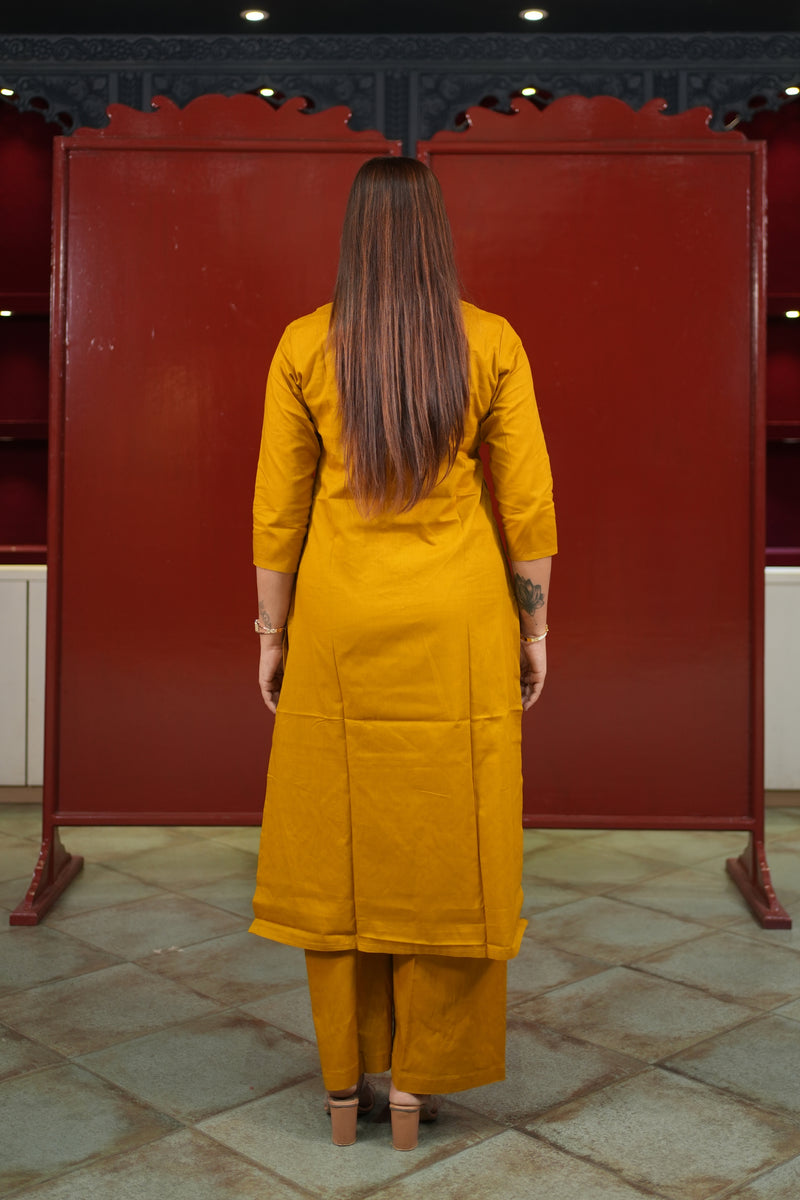 Mustard Geometric Kurti Set