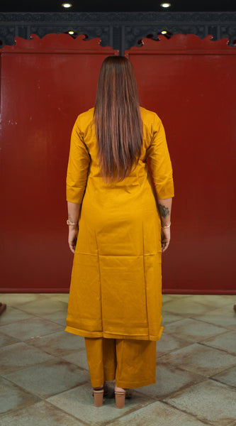 Mustard Geometric Kurti Set