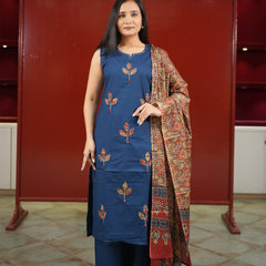 Navy Floral Kurti Set