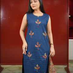 Navy Floral Kurti Set
