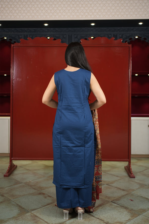 Navy Floral Kurti Set
