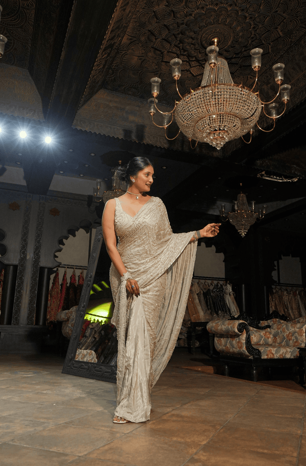 Ivory Moonlight Embellished Saree
