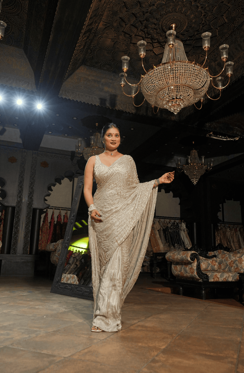 Ivory Moonlight Embellished Saree