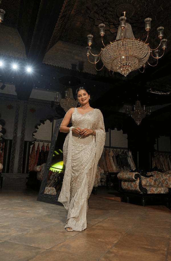 Ivory Moonlight Embellished Saree