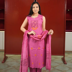 Fuchsia Sleeveless Kurti Set
