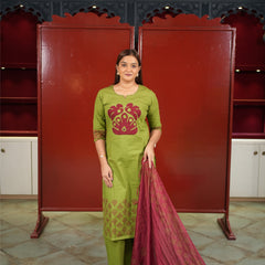 Green Floral Kurti Set