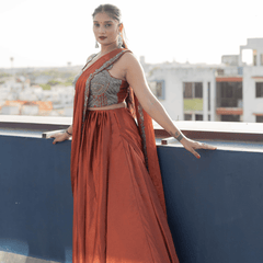 Tamarind Dusk Draped Sharara Set
