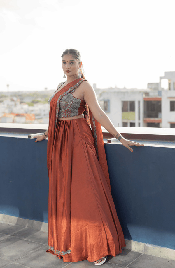 Tamarind Dusk Draped Sharara Set