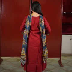 Maroon Geometric Kurti Set