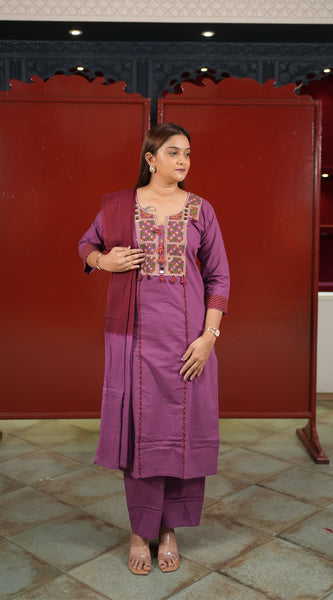 Mauve Geometric Kurti Set