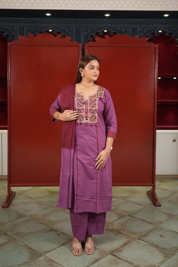 Mauve Geometric Kurti Set