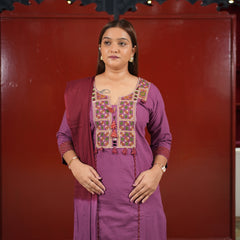 Mauve Geometric Kurti Set