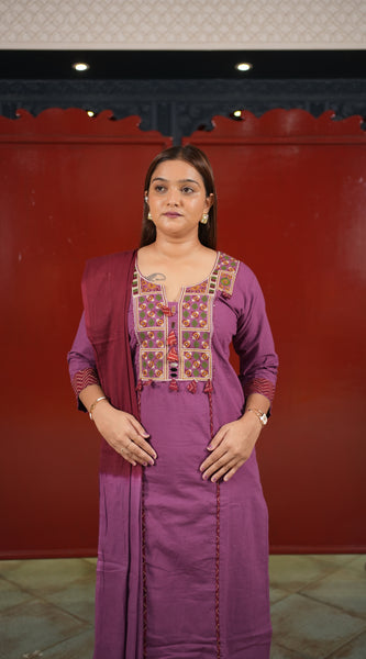 Mauve Geometric Kurti Set