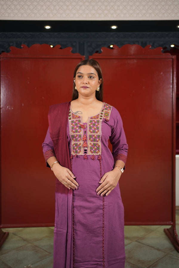 Mauve Geometric Kurti Set