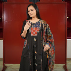 Black Patchwork Kurti Set