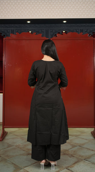 Black Patchwork Kurti Set