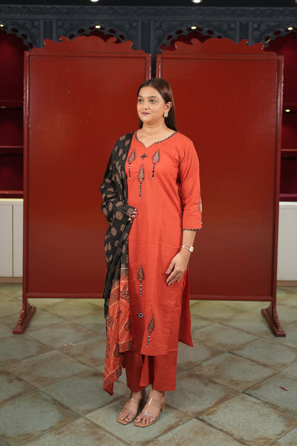 Coral Floral Kurti Set