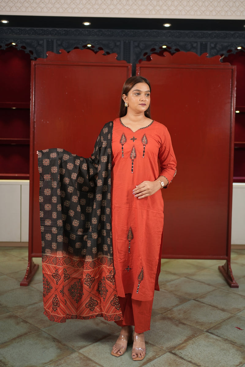 Coral Floral Kurti Set