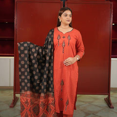 Coral Floral Kurti Set