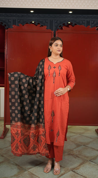 Coral Floral Kurti Set
