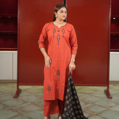 Coral Floral Kurti Set