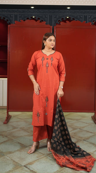 Coral Floral Kurti Set