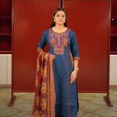 Navy Geometric Kurti Set