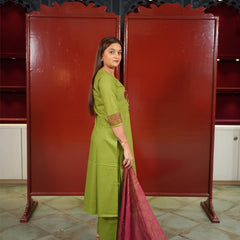 Green Floral Kurti Set