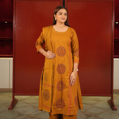 Ochre Printed Kurti Set