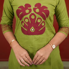 Green Floral Kurti Set