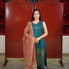 Teal Printed Kurti Set