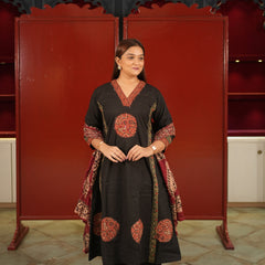 Black Medallion Kurti Set